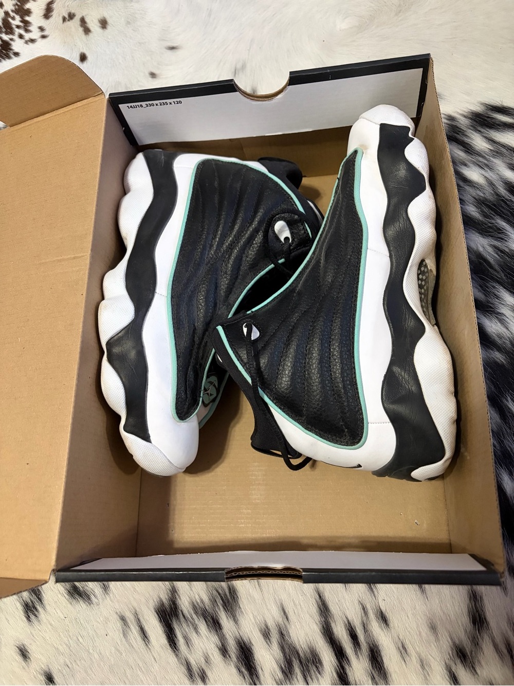 Jordan Kids Black and White Sneakers with Mint Accent